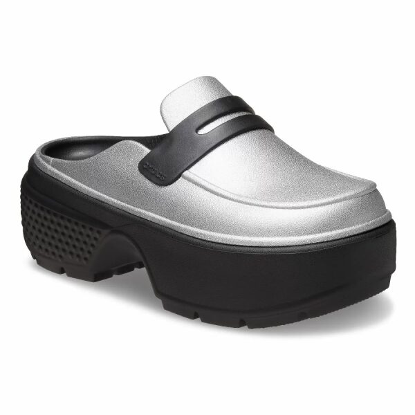 Crocs Γυναικεία Stomp Metallic Loafer Clog 210363-01V Silver/Black - Image 4